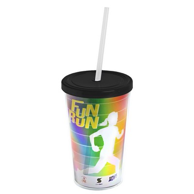 Garyline® Transparent Tumbler with Straw Lid and Full-Color Paper Insert - 16 oz.
