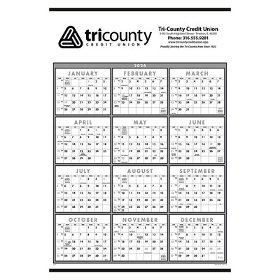 Triumph® Calendars Black & White Span-A-Year Non-Laminated Calendar