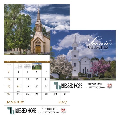 Good Value™ Scenic Churches - Stapled Calendar