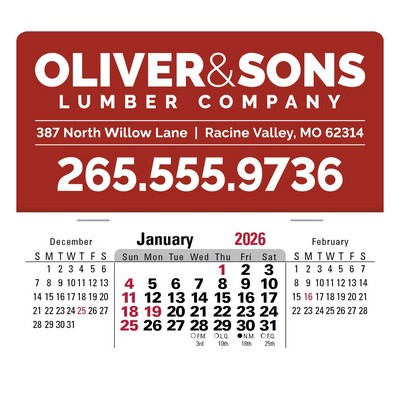 Triumph® Calendars Press-N-Stick XL Header with 3-Month Horizontal Calendar